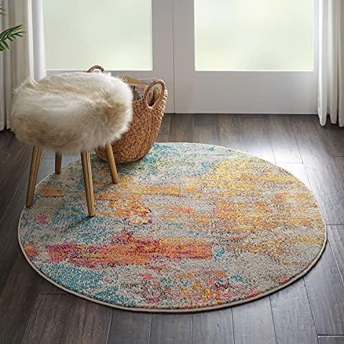 Nourison Home Celestial Sealife 5'3" x Round Area Rug - Easy Clean, Non Shedding, Bed Room, Living Room, Dining Room, Kitchen (5' x Round) by NourisonHome