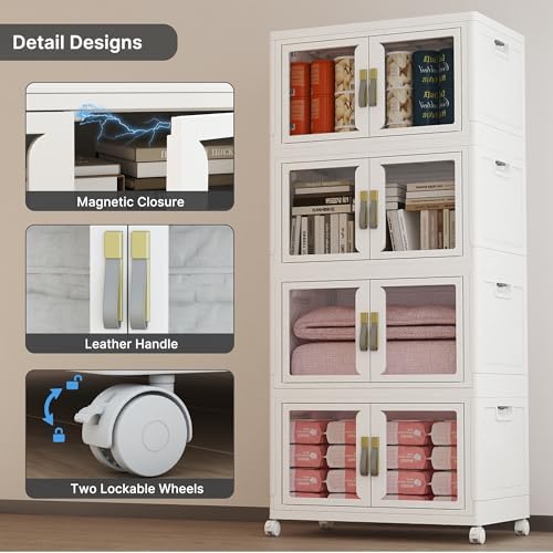 736QT Stackable Storage Bins with Lids, 184Gal Foldable Storage Cabinets - Image 3