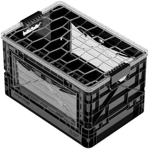 SIDIO Collapsible Storage Bin with Lid & Dividers, Black by Sidio