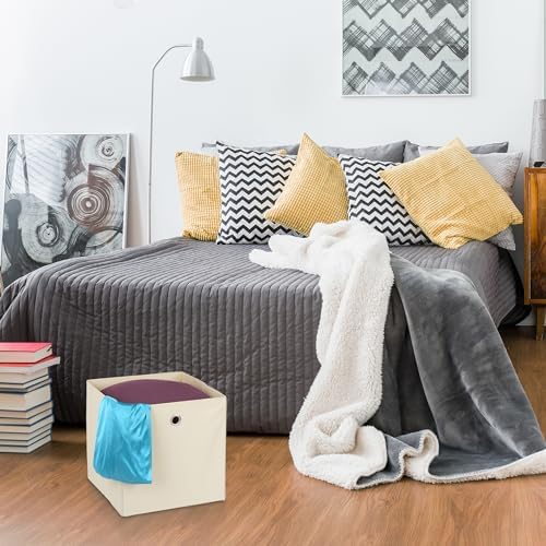 Relaxdays Storage Box Set of 4, Shelf Baskets, HBD: 30x30x30 cm, Handle Holes, Foldable Organiser Bins, Grey, Polyester, 30 x 30 x 30 cm - Image 5