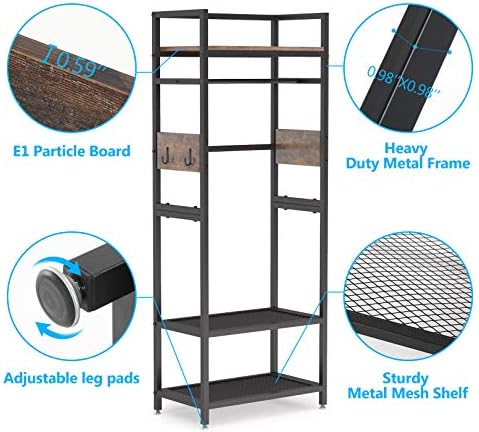 Tribesigns Small Heavy Duty Clothes Rack Set of 10 with Shelf and Hanging Rod, Freestanding Closet Organizer, Industrial Hall Tree Garments Rack for Small Space,Bedroom,27'' W X 69'' H, 10 pcs - Image 6