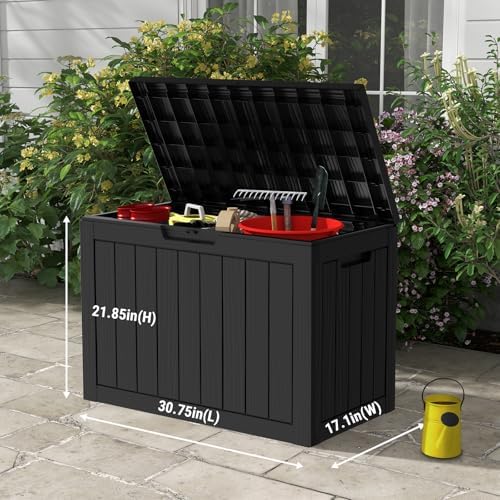 Mars Villa Deck Box, Outdoor Storage Box Waterproof, 45 Gallon, Black - Image 2