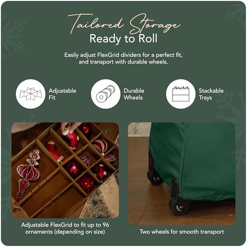 Covermates Rolling Adjustable Ornament Storage Bag, 19.25"W x 13"D x 18.5"H - Image 5