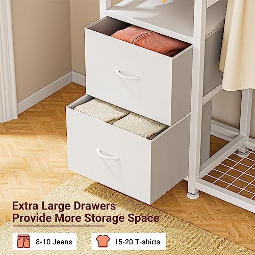 Lulive Clothes Rack with 2 Rods, Shelves, Drawers & Hooks, Garment Rack - Image 3