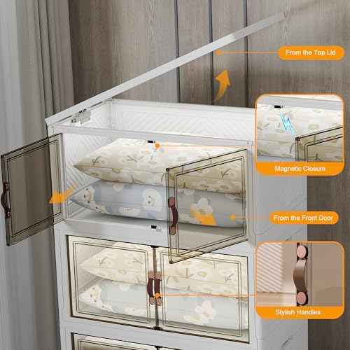 UAMFURI 672QT Lockable Plastic Storage Bins, 4 Pack Collapsible Cabinets - Image 6