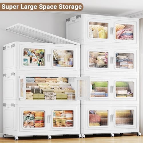 BROVIEW 880 Qt Extra Large Stackable Storage Bin with Lids, 4 Pack White - Image 4