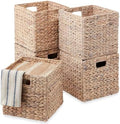 Best Choice Products 10.5x10.5in Pack of 5 Cube Storage Baskets, Water Hyacinth Multipurpose Collapsible Organizers, Handwoven Laundry Totes for Laundry, Living Room, Kids Room & Nursery - White by BestChoiceProducts