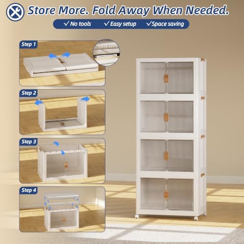 SAILUN Stackable Storage Bins with Lid, 135QT 4Pack Beige - Image 7