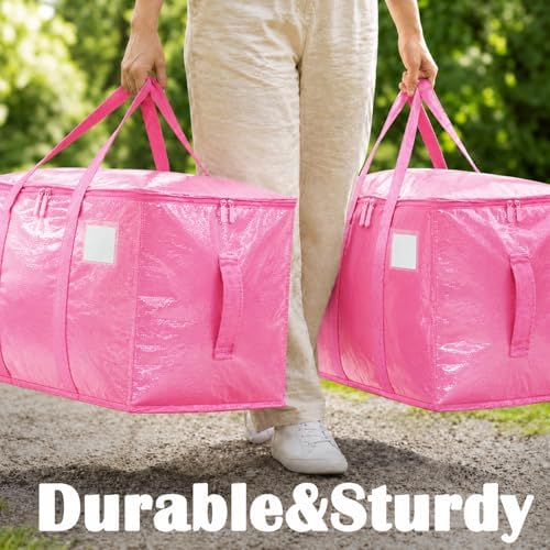 Songrey Extra Large Heavy Duty Moving Bags, 8 Pack, Pink - Image 6