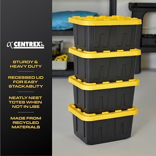 BLACK & YELLOW 5-Gallon Stackable Plastic Storage Bins with Lids, 6 Pack - Image 5