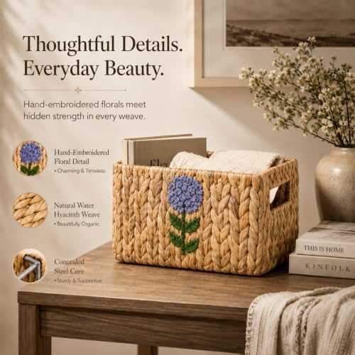 Water Hyacinth Woven Decorative Baskets - Pantry Organizers and Storage - Image 2