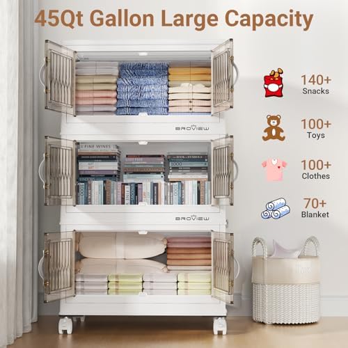 BROVIEW 180Qt Stackable Storage Bins with Lid for Home Dorm, 4Pack White - Image 4
