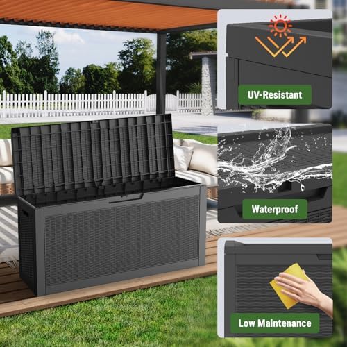 Mars Villa Deck Box, Waterproof Outdoor Storage Box, 60 Gallon, Black - Image 7