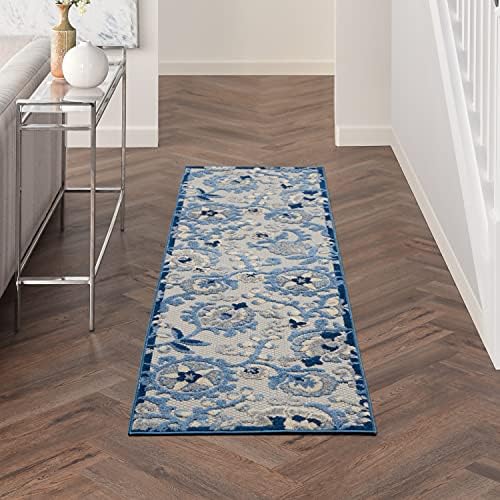 Nourison Home Aloha Blue Grey 2'3" x 8' Area Rug - Easy Clean, Non Shedding, Bed Room, Living Room, Dining Room, Kitchen (8' Runner) - Image 3