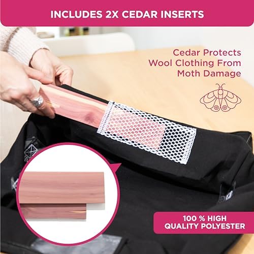 Cedar Clothes Storage Bag Organizer, Protects From Moths, Set of 2, Black - Image 2