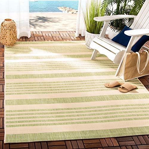 SAFAVIEH Washable Rug Outdoor Courtyard Collection - 4' x 5'7", Beige & Sweet Pea, Non-Shedding & Easy Cleaning, Ideal for Patio, Backyard, Mudroom (CY6062-218) by Unknown