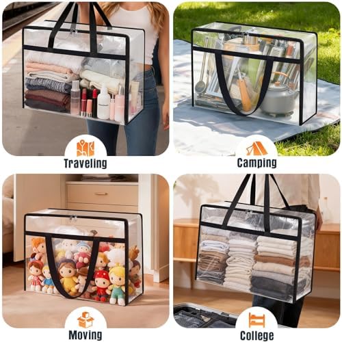 8 Packs 90L Clear Under Bed Storage Containers, Large Clothes Storage Bags - Image 6