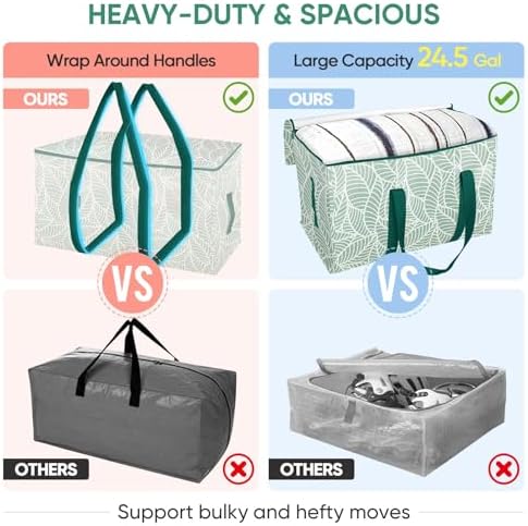 BALEINE 8-Pack Oversized Moving Bags with Reinforced Handles, Heavy-Duty Storage Tote for Clothes, Moving Supplies (Antique Folidage, 8-Pack) - Image 4