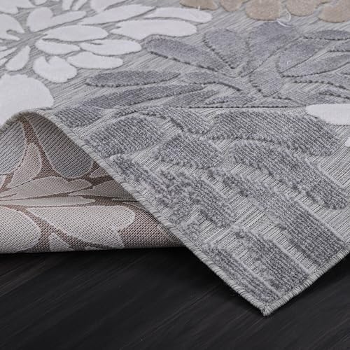Luul Home Floral Indoor Outdoor Rugs 5x7 Large Area Rug for Living Room, Patio Decor, Kitchen, and Entryway Rug, Washable Stain Resistant Outside Carpet Beige 5 x 7 - Image 4