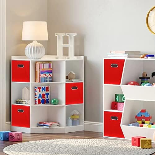 STOREONE 13 Inch Cube Organizer Bins ,Black Fabric Storage Bins，Foldable Storage Bins Basket with Dual Handles Fabric Organizer Bins and Storage Box，Set of 6,Red - Image 5