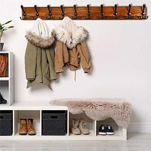 Dseap Coat Rack Wall - Heavy-Duty 38-1/4" Long, with Reinforced 10 Custom Tri-Hooks, Solid Wood Wall Hanger for Coats Hat Jackets - Rustic Farmhouse Entryway Hallway Storage, Natural & Black - Image 7