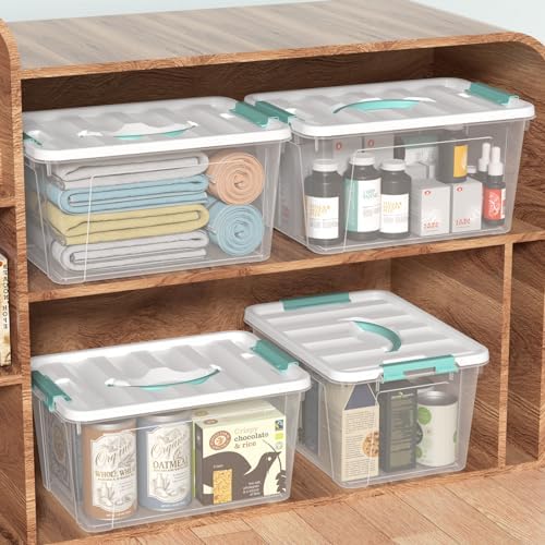 6-Pack 14 Quart Storage Latch Box/Bins, Stackable Box with Handle - Image 7