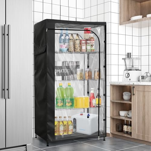 Waterproof Storage Shelf Cover,60 x 24 x 72 Inch Wire Shelving Rack Cover with Clear Front Panel,Dustproof Shelving Unit Covers,Black - Image 7