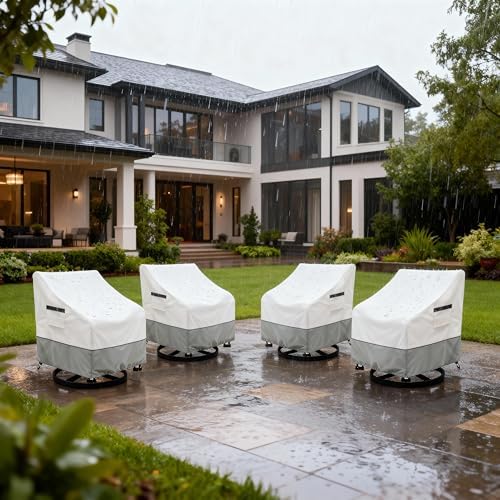Patio Swivel Chair Cover 4 Pack,Waterproof Heavy Duty Outdoor Chair Covers,Outdoor Swivel Chair Cover for Patio Furniture Covers(35 W x 37 D x 36 H inches),Beige - Image 4