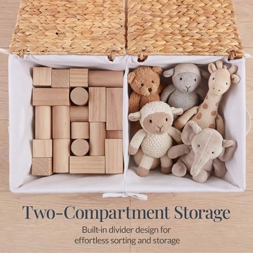 Best Choice Products Wicker Storage Basket W/ 2 Separate Lids, Rattan Woven 17.2 Gallon (65L) Basket, Foldable, Removable Washable Liner Bags for Toys, Linens, Blankets, & Laundry - Natural - Image 4