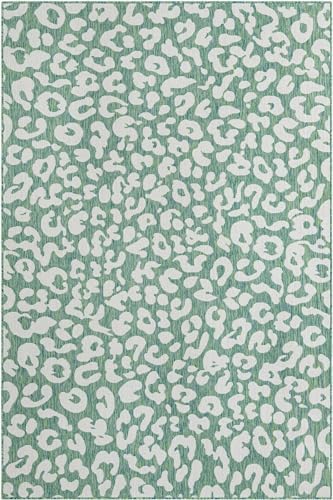 Unique Loom Outdoor Safari Collection Area Rug - Leopard (6' 1" x 9' Rectangle Green Blue/Ivory) - Image 3