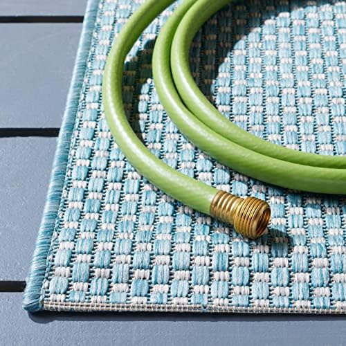 SAFAVIEH Courtyard Outdoor Area Rug 8x11, Aqua & Grey CY8521-37121 - Image 4