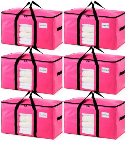 TAILI 6 Pack Pink Extra Large Moving Bags,Storage Bags with Visible Window by TAILI