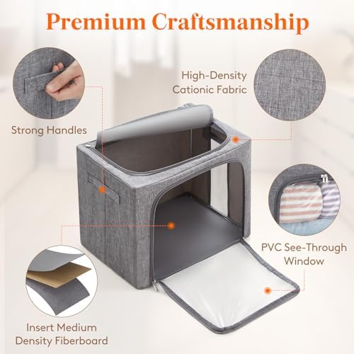 Lifewit 6 Pack Clothes Storage Bins with Metal Frame, Stackable Storage Box - Image 3
