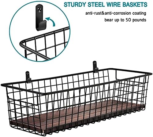 SheeChung [Extra Large Wall Storage Basket, Metal Hanging Basket, Black - Image 3