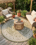 Rugs.com - Outdoor Aztec Rug – 8 Ft Round Green Indoor/Outdoor Rug – Perfect for Patios, Decks, and Porches by Rugscom