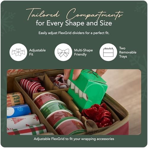 Covermates Gift Wrap Storage Organizer, 44.5" W x 13" D x 6.5" H, Red - Image 5