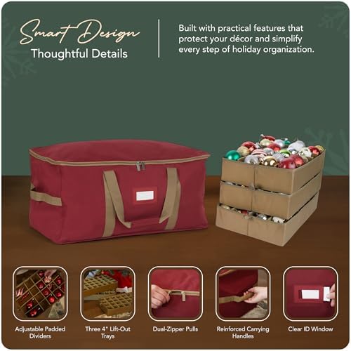 Covermates Adjustable Ornament Storage Bag, 25.5" W x 13" D x 12.5" H, Red - Image 4