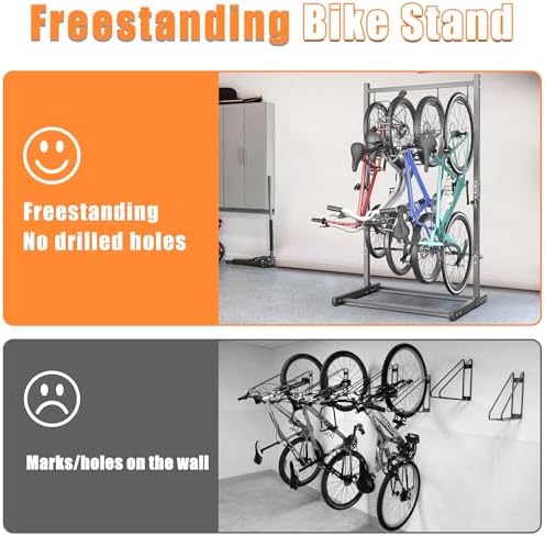 TORACK Freestanding Hanging Bike Stand, 4 Bikes Vertical Bike Storage Stand - Image 6