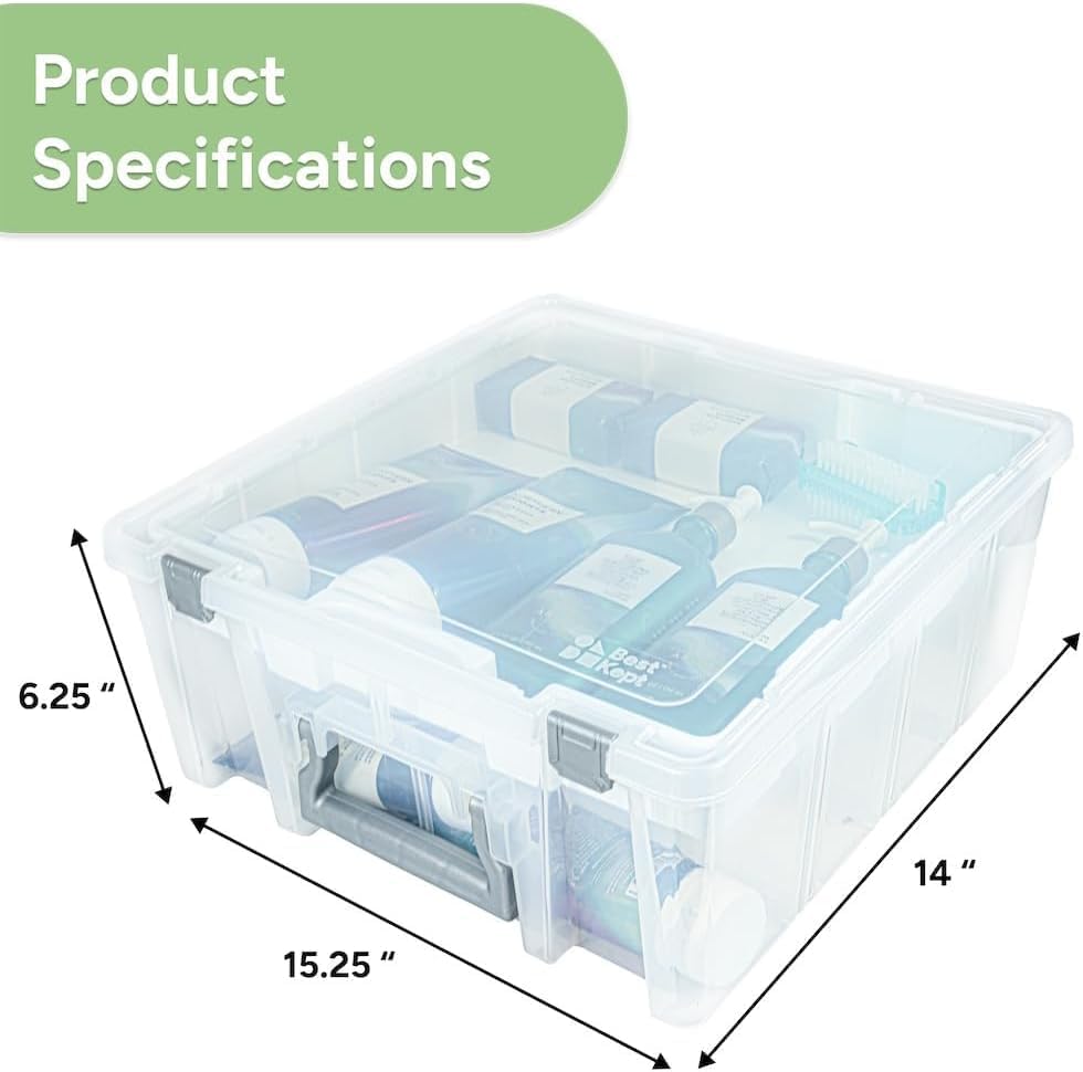 Best Kept Super Satchel Double Deep with Lift-Out Tray, Clear - Image 2