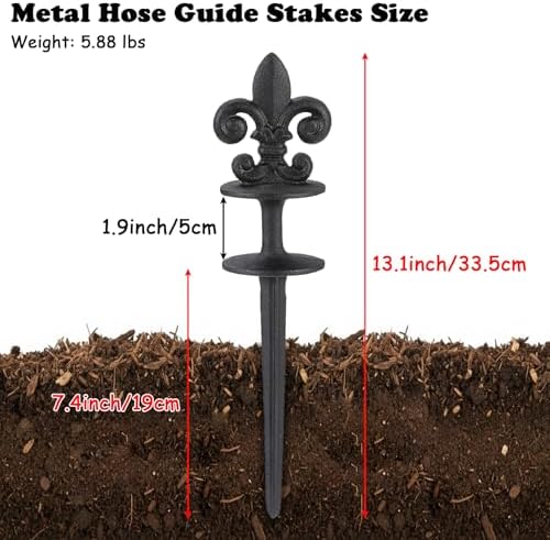 Black Cast Iron Decorative Hose Guide Stakes Set - Image 3