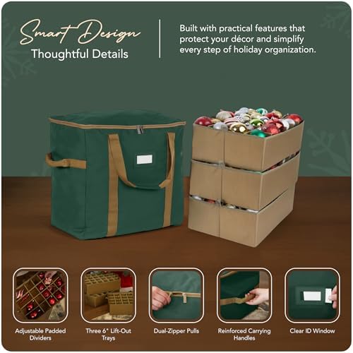 Covermates Adjustable Ornament Storage Bag, 19.25"W x 13"D x 18.5"H, Green - Image 4
