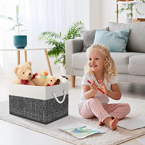 StorageTastic Storage Bin,Collapsible Storage Basket For Organizing,Large Storage Boxes With Rope Handles,Storage Containers,White & Black,6 Pack - Image 7