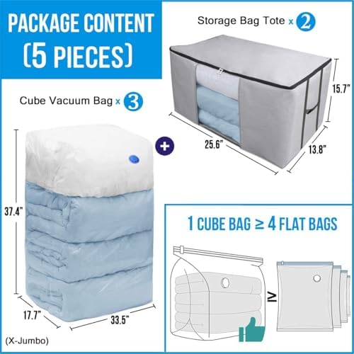 Vacuum Storage Bags, Cube Space Saver Bags, Bedding Space Saving Organizer - Image 6