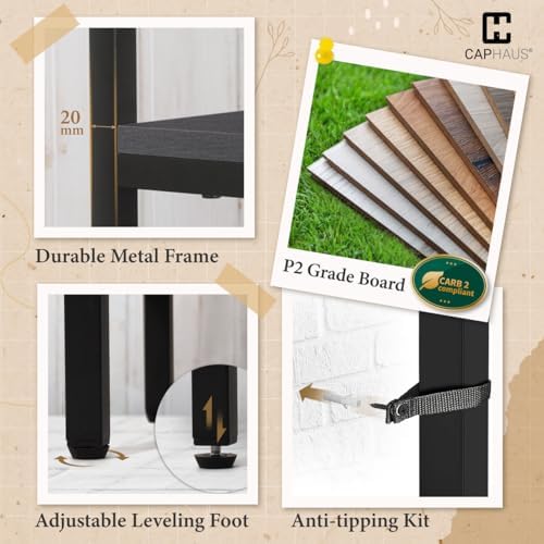 CAPHAUS 979lbs Capacity Heavy Duty Clothing Rack 48" W Metal Garment Rack with Drawers Hanging Rods and Wood Shelves Freestanding Closet Organizer, Black Board - Image 6