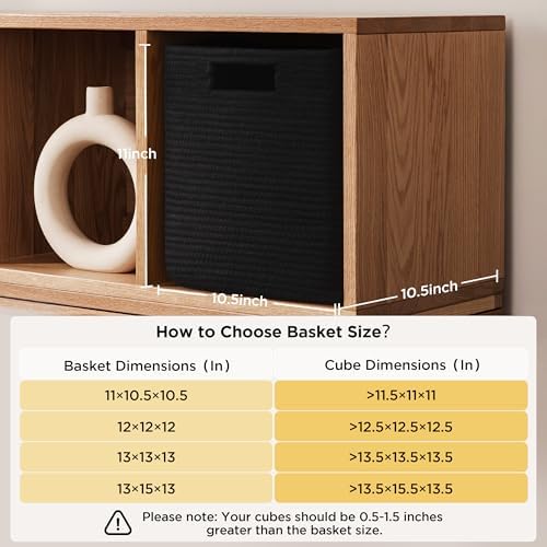 UBBCARE Set of 4 Storage Bins - 11 X 10.5 X 10.5 in, Cotton Rope Bins for Shelves, Toys, Books, Cube Storage with Handles, Woven Black Basket for Organizing - Image 2