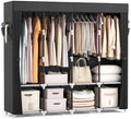 VTRIN Portable Closet for Hanging Clothes 67 Inch Wide Large Capacity Portable Wardrobe Closet with Cover, 4 Storage Shelves and 4 Hanging Rod Sturdy Free Standing Closet for Bedroom, Black by VTRIN
