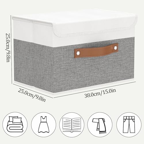 OUTBROS Collapsible Storage Boxes, 15x9.8x9.8 inch (White/Grey, 5-Pack) - Image 6
