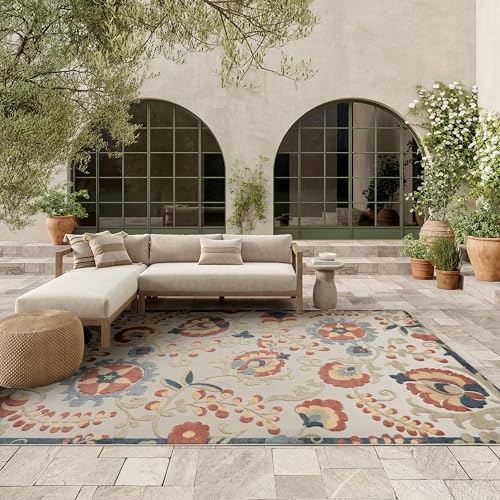 Nourison Home Aloha Grey Multicolor 7'10" x 10'6" Area Rug - Easy Clean, Non Shedding, Bed Room, Living Room, Dining Room, Kitchen (8' x 11') by NourisonHome