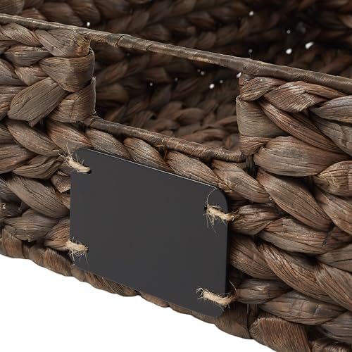 Casafield Set of 4 Water Hyacinth Pantry Baskets, 10" x 13" x 5", with Chalkboard Labels and Chalk Marker - Espresso, Woven Storage Bin Organizers for Kitchen Shelves - Image 5