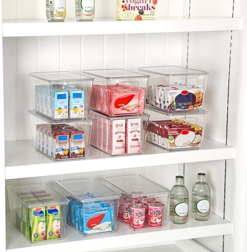 Vtopmart 12 Pack Clear Stackable Storage Bins with Lids and Handles, Medium - Image 4